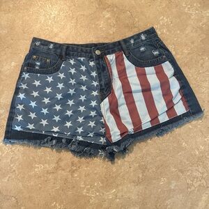 American Flag Denim Shorts